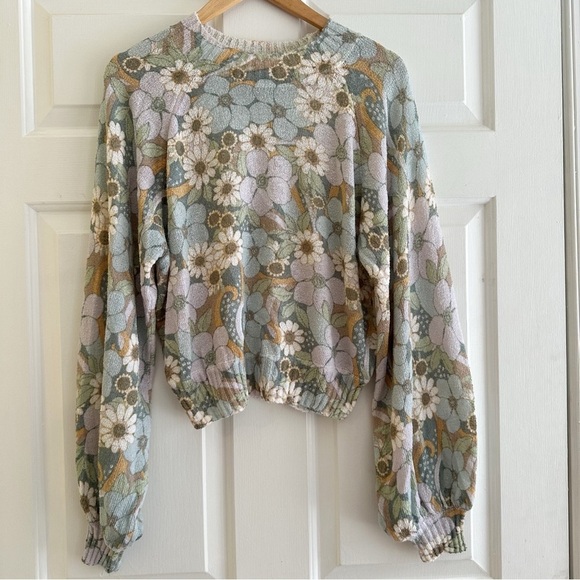 Show Me Your Mumu Vienna Sweater Primrose Knit Size Medium Floral Boho - Picture 3 of 9